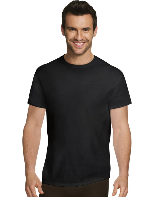 Hanes Ultimate Mens Comfort Fit Ultra Soft Cotton/Modal Undershirt Black/Grey 4-Pack