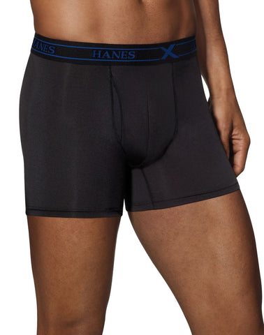Hanes Men`s Ultimate FreshIQ X-Temp Performance Boxer 3-Pack Black/Grey Assorted Boxer Briefs