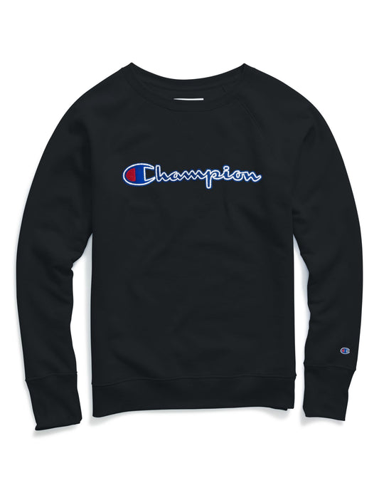 Champion Womens Powerblend Fleece Boyfriend Crew, Felt Logo