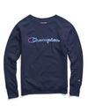 Champion Womens Powerblend Fleece Boyfriend Crew, Felt Logo