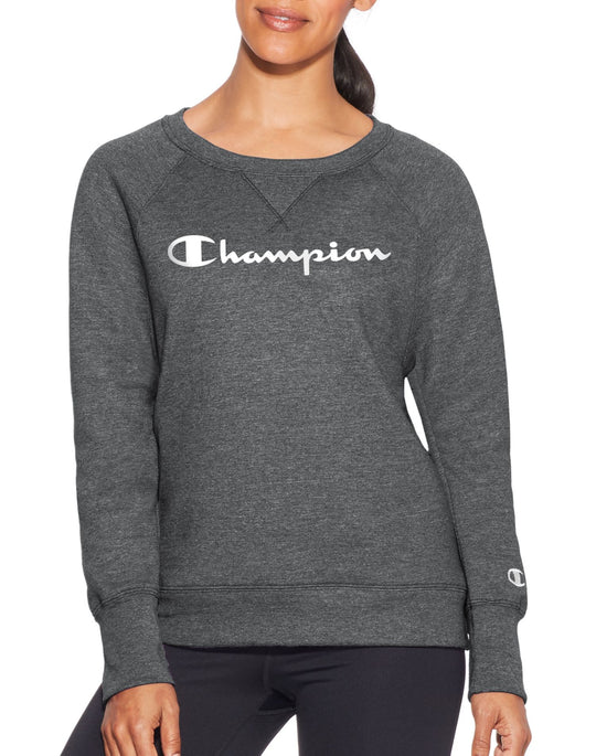 Champion Womens Powerblend Boyfriend Crew, Script Logo