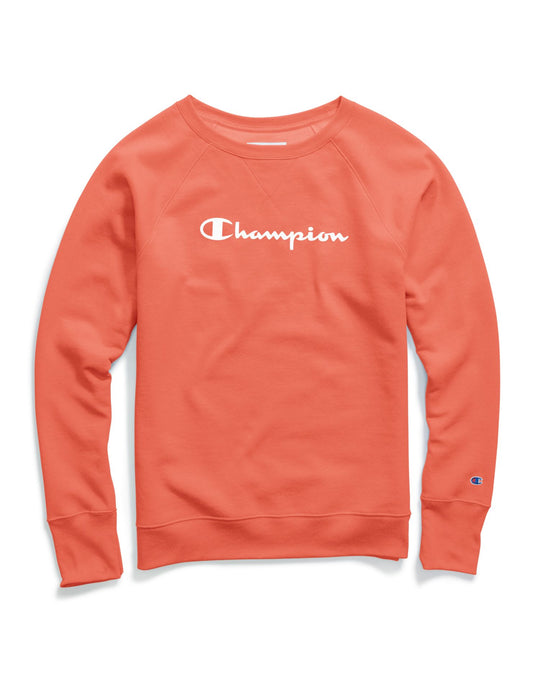 Champion Womens Powerblend Boyfriend Crew, Script Logo