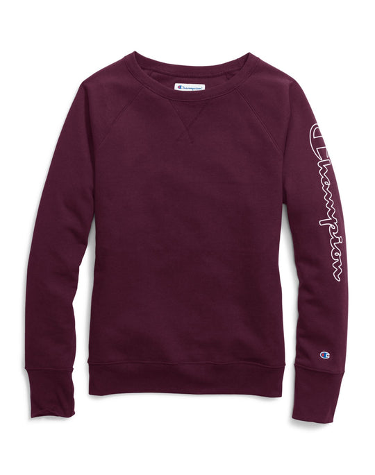 Champion Womens Powerblend Boyfriend Crew, Script Logo