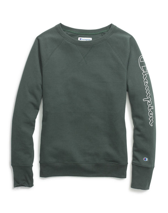 Champion Womens Powerblend Boyfriend Crew, Script Logo