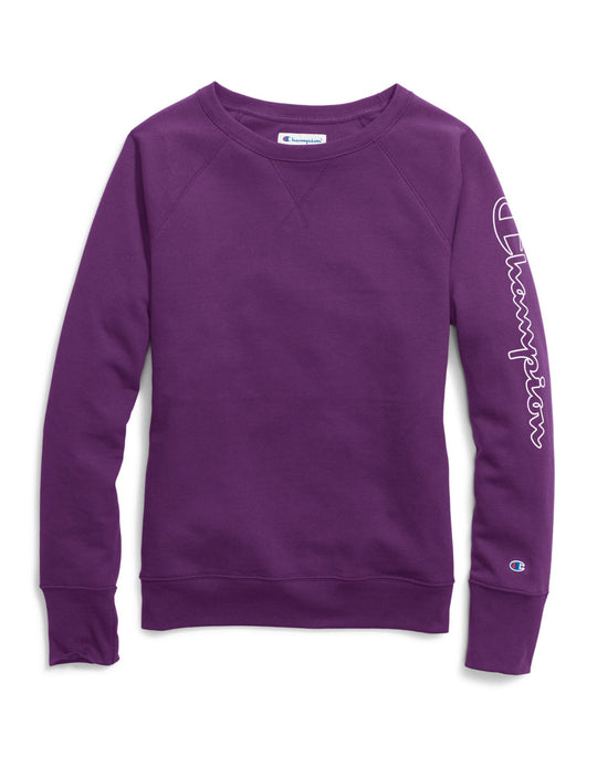 Champion Womens Powerblend Boyfriend Crew, Script Logo