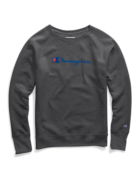 Champion Womens Powerblend Boyfriend Crew, Script Logo