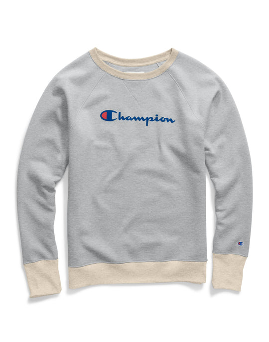 Champion Womens Powerblend Boyfriend Crew, Script Logo