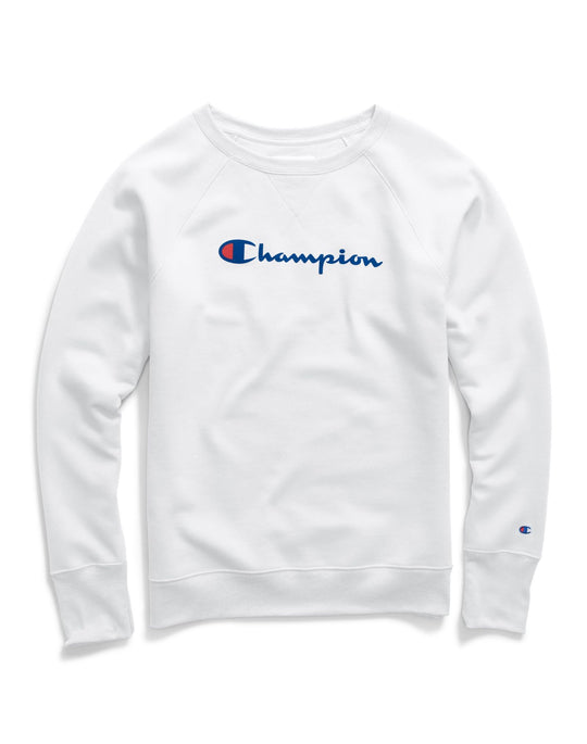 Champion Womens Powerblend Boyfriend Crew, Script Logo
