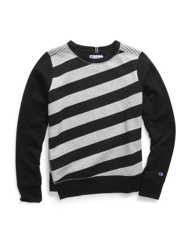 Champion Womens Heritage Fleece Asymmetrical Stripe Crew