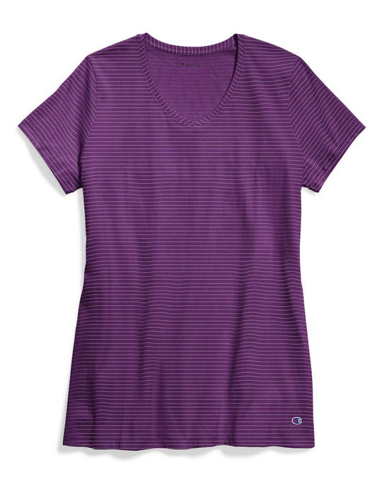 Champion Womens Jersey V-Neck Stripe Tee