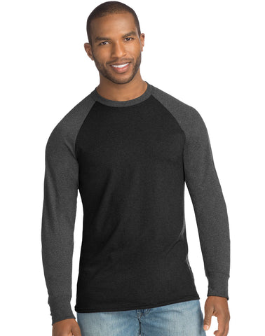 Hanes Mens X-Temp w/Fresh IQ Crewneck Long Sleeve Colorblock T-Shirt