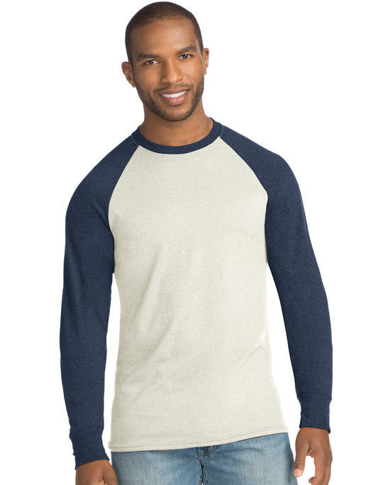 Hanes Mens X-Temp w/Fresh IQ Crewneck Long Sleeve Colorblock T-Shirt