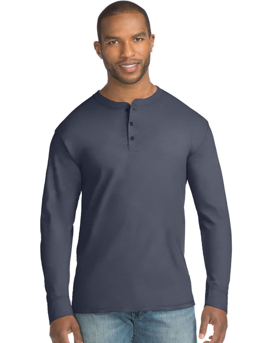 Hanes Mens X-Temp w/Fresh IQ Long Sleeve Henley T-Shirt