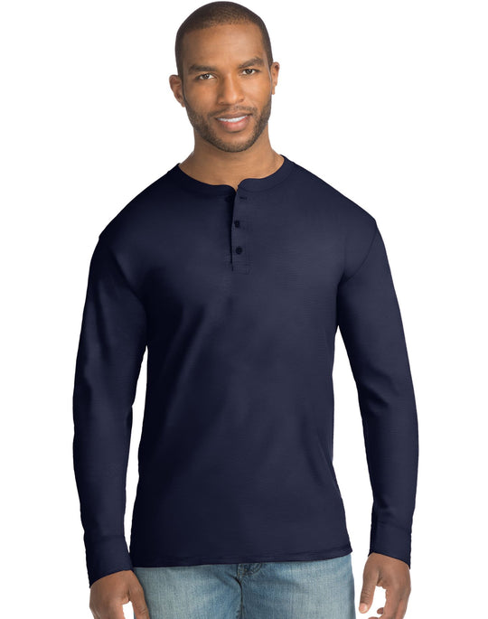 Hanes Mens X-Temp w/Fresh IQ Long Sleeve Henley T-Shirt