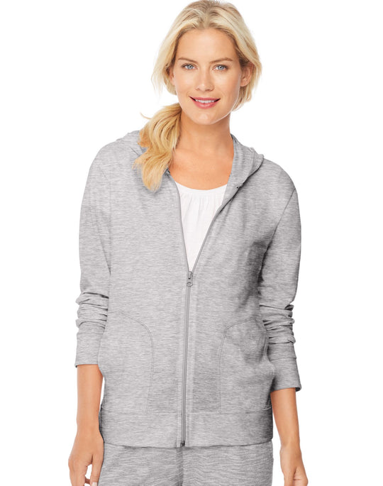 Hanes Women`s Slub Jersey Full-Zip Hoodie