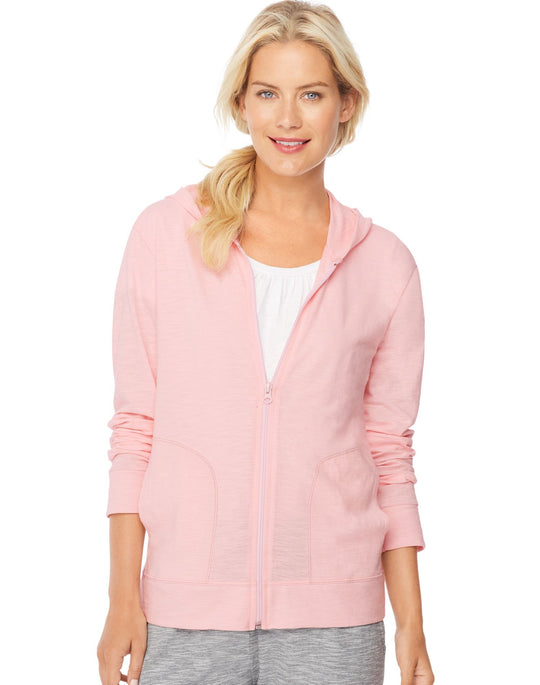 Hanes Women`s Slub Jersey Full-Zip Hoodie