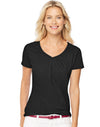 Hanes Women`s Short-Sleeve Shirred V-Neck Tee