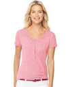 Hanes Women`s Short-Sleeve Shirred V-Neck Tee