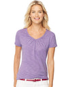 Hanes Women`s Short-Sleeve Shirred V-Neck Tee