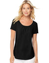Hanes Women`s Short-Sleeve Shirred Scoop-Neck Tee