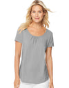 Hanes Women`s Short-Sleeve Shirred Scoop-Neck Tee