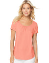 Hanes Women`s Short-Sleeve Shirred Scoop-Neck Tee