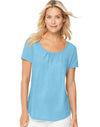 Hanes Women`s Short-Sleeve Shirred Scoop-Neck Tee