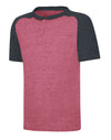 Hanes Boy`s X-Temp Short Sleeve Colorblocked Snow Nep Henley