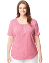 Just My Size Womens Shirred and Striped Scoop-Neck Jersey Tee