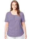 Just My Size Womens Shirred and Striped Scoop-Neck Jersey Tee