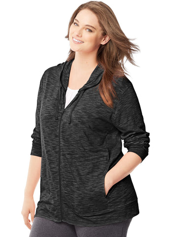Just My Size Women`s Plus-Size Slub Jersey Full-Zip Hoodie
