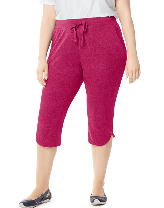 Just My Size Women`s Plus-Size French Terry Dolphin-Hem Pocket Capri Pants