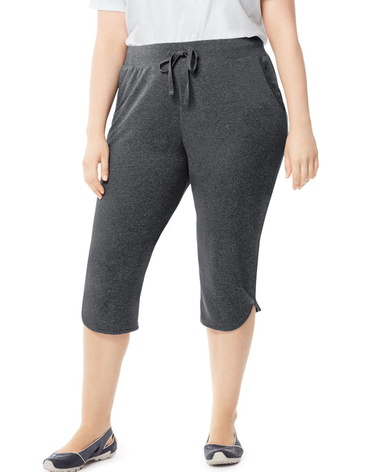 Just My Size Women`s Plus-Size French Terry Dolphin-Hem Pocket Capri Pants