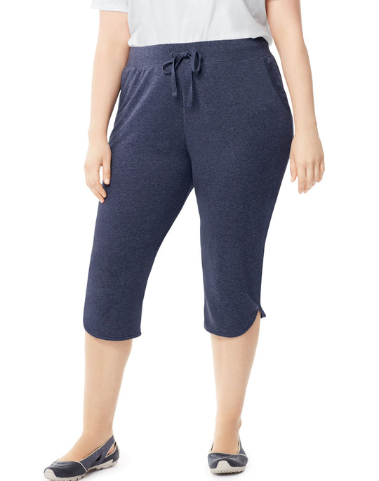 Just My Size Women`s Plus-Size French Terry Dolphin-Hem Pocket Capri Pants