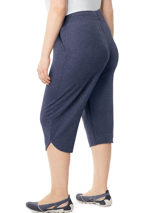 Just My Size Women`s Plus-Size French Terry Dolphin-Hem Pocket Capri Pants