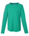 Hanes Girls` V-Notch Shirttail Long-Sleeve Crewneck T-Shirt