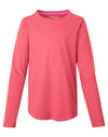 Hanes Girls` V-Notch Shirttail Long-Sleeve Crewneck T-Shirt