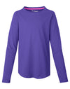 Hanes Girls` V-Notch Shirttail Long-Sleeve Crewneck T-Shirt