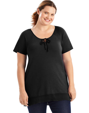 Just My Size Womens Chiffon-Trim Hi-Lo Tunic
