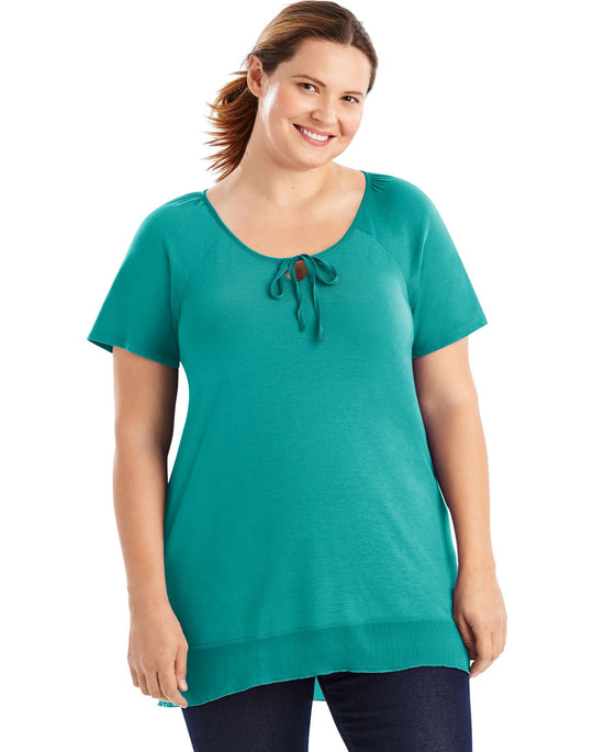 Just My Size Womens Chiffon-Trim Hi-Lo Tunic