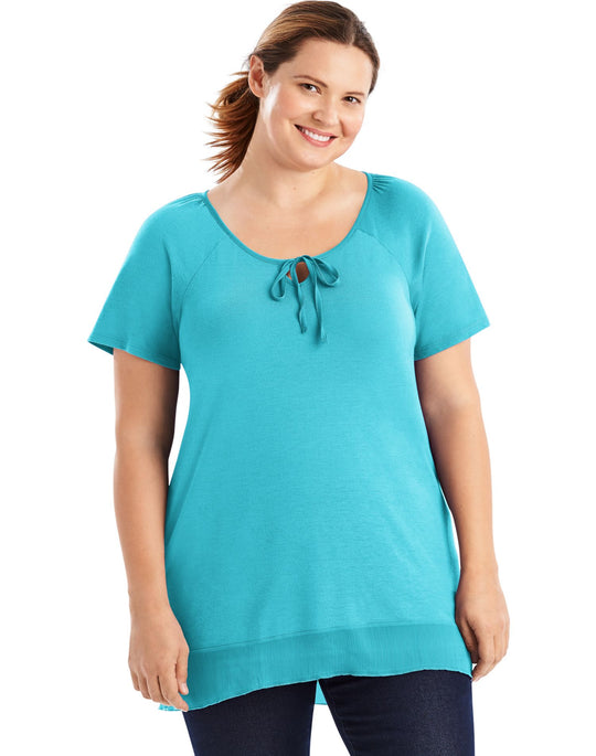 Just My Size Womens Chiffon-Trim Hi-Lo Tunic