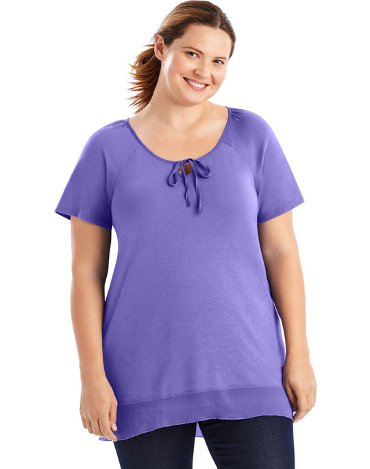 Just My Size Womens Chiffon-Trim Hi-Lo Tunic