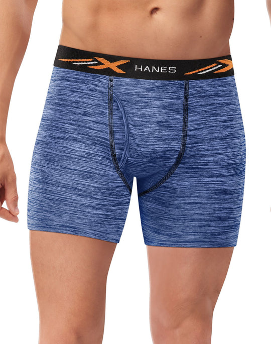 Hanes Mens X-Temp Performance Space Dye Boxer Brief 4-Pack