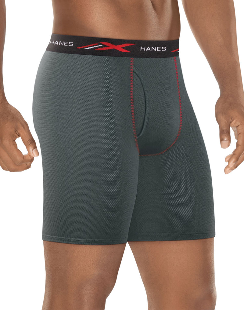 Hanes Mens X-Temp 4-Way Stretch Mesh Performance Long Leg Boxer Briefs 2X 3-Pack