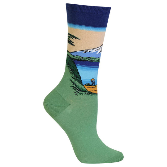Hot Sox Womens Artist Series Mt. Fuji Over a Lake Sock