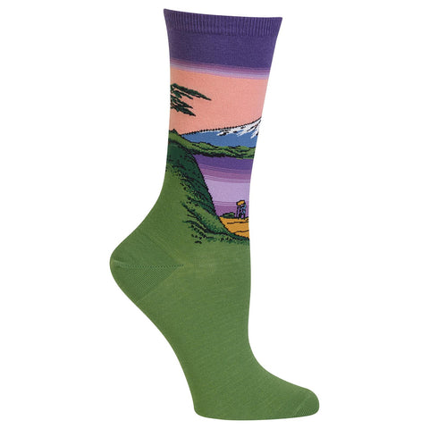 Hot Sox Womens Artist Series Mt. Fuji Over a Lake Sock