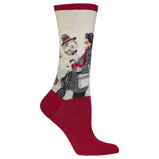 Hot Sox Womens Norman Rockwell Gramps and the Snowman Sock