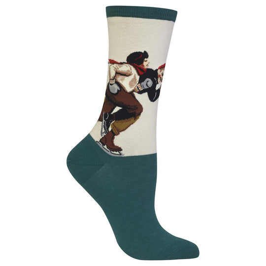 Hot Sox Womens Norman Rockwell Ice Skating Race Sock