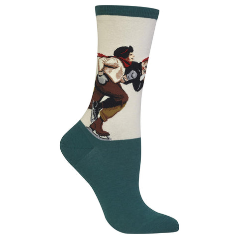 Hot Sox Womens Norman Rockwell Ice Skating Race Sock