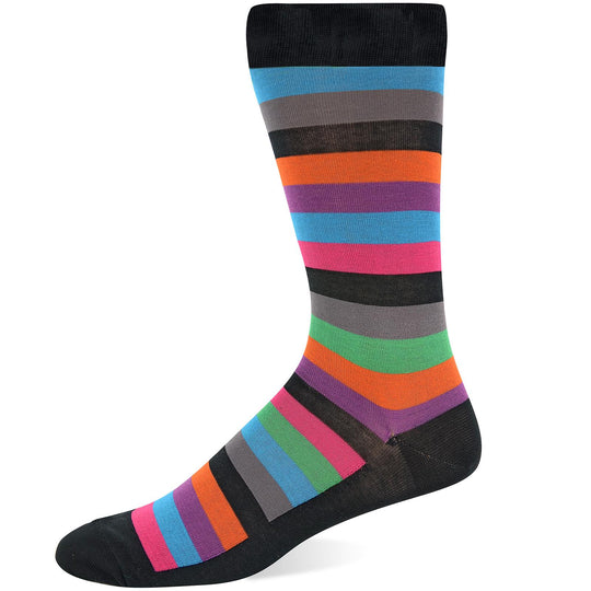 Hot Sox Mens Basics Collection Fun Stripe Crew Sock